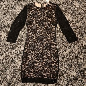 Forever 21 Black Lace Bodycon Dress Small